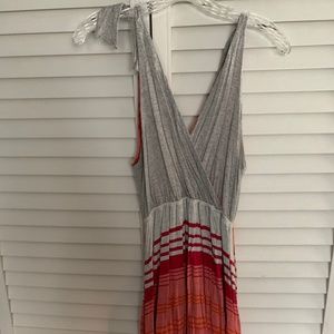 Pink Lotus gray and red stripes dress, L